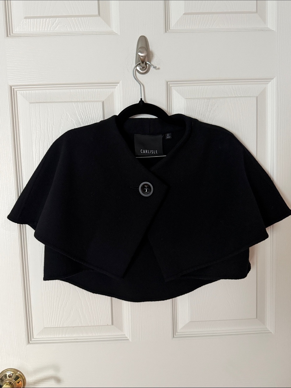 Carlisle Black wool Cape-Style Cropped Sweater small